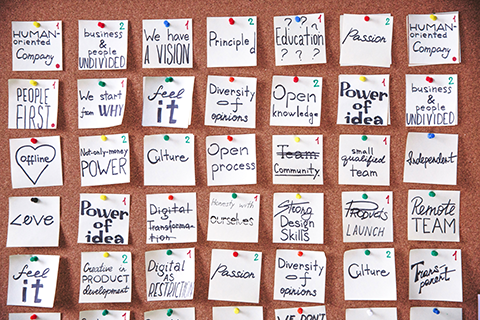 post it attaccati a una bacheca