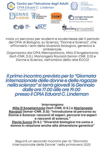 Locandina Donne e Scienze - I incontro