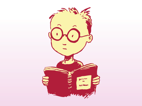 A kid reading a book