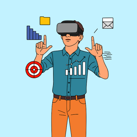 A guy using VR for various activities